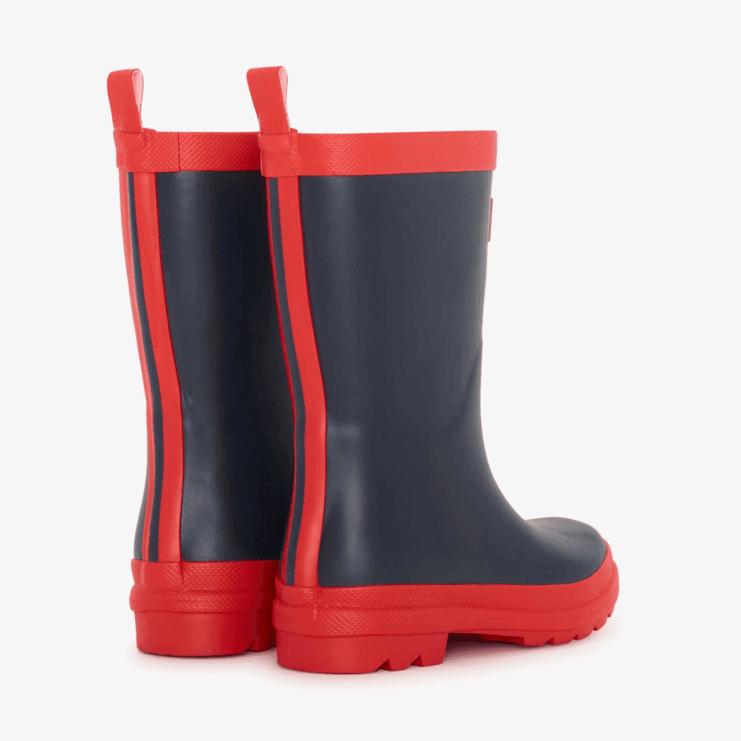 HATLEY Matte Kids Rain Boots | Navy & Red size 12