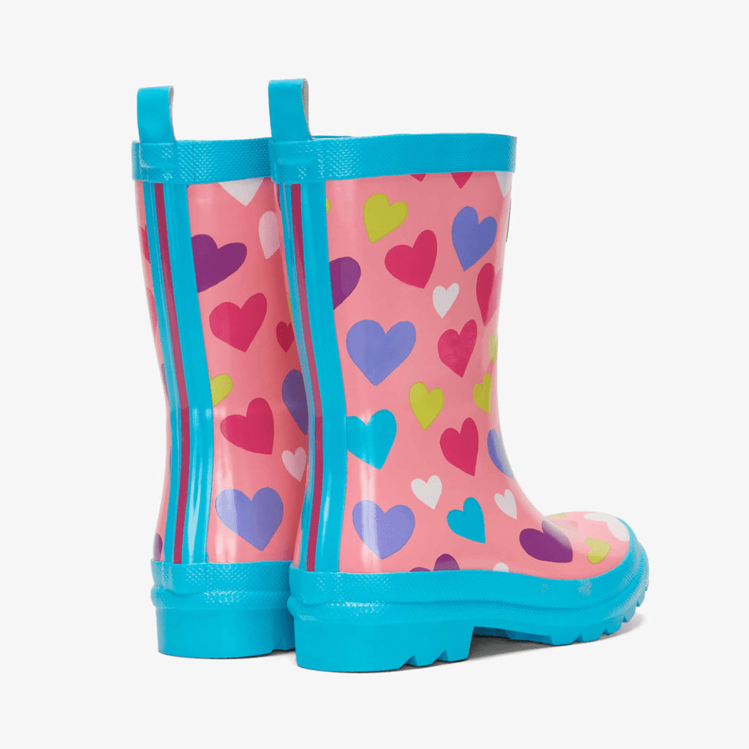 HATLEY Shiny Kids Rain Boots | Colourful Hearts size 6