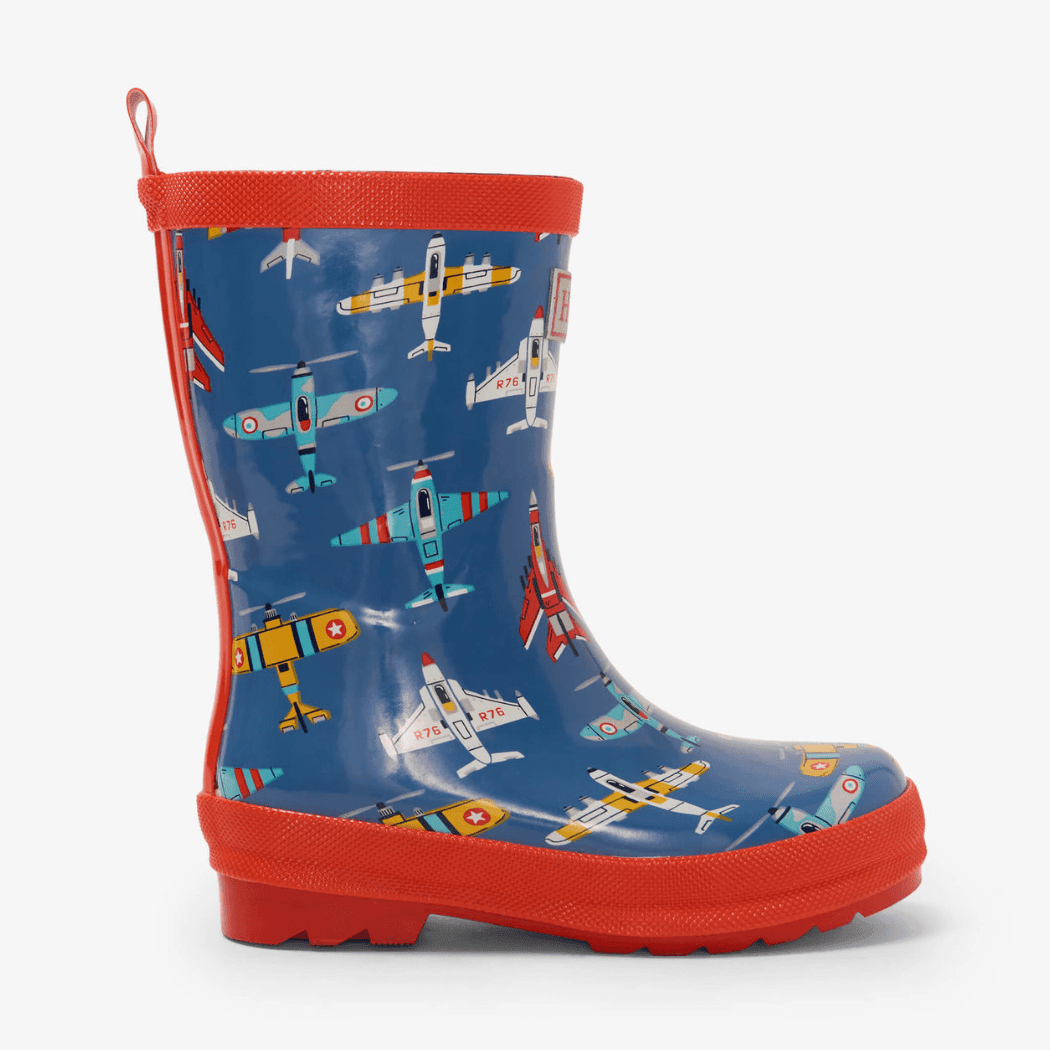 HATLEY Shiny Kids Rain Boots | Flying Aircrafts size 6