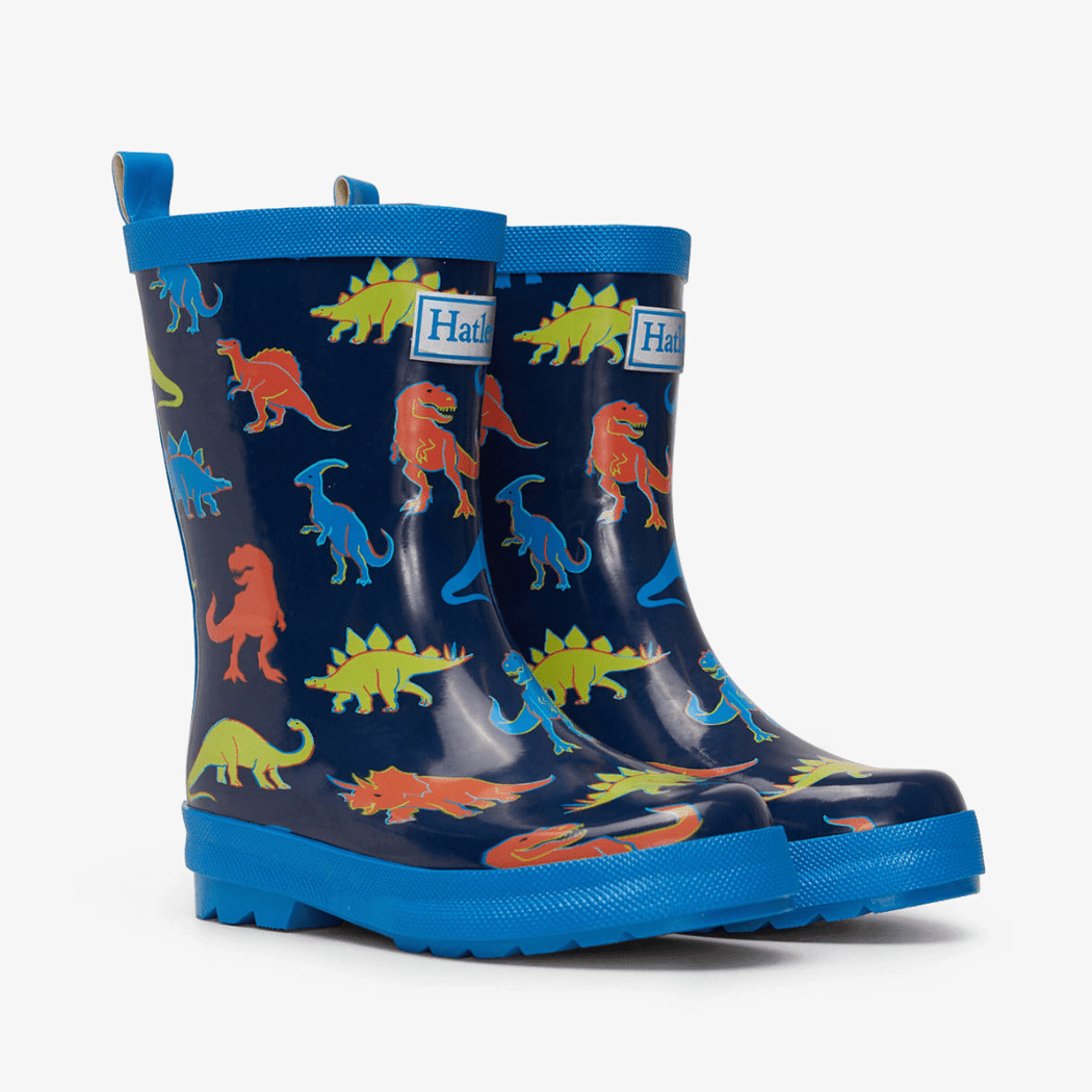 HATLEY Shiny Kids Rain Boots | Linework Dinos size 3