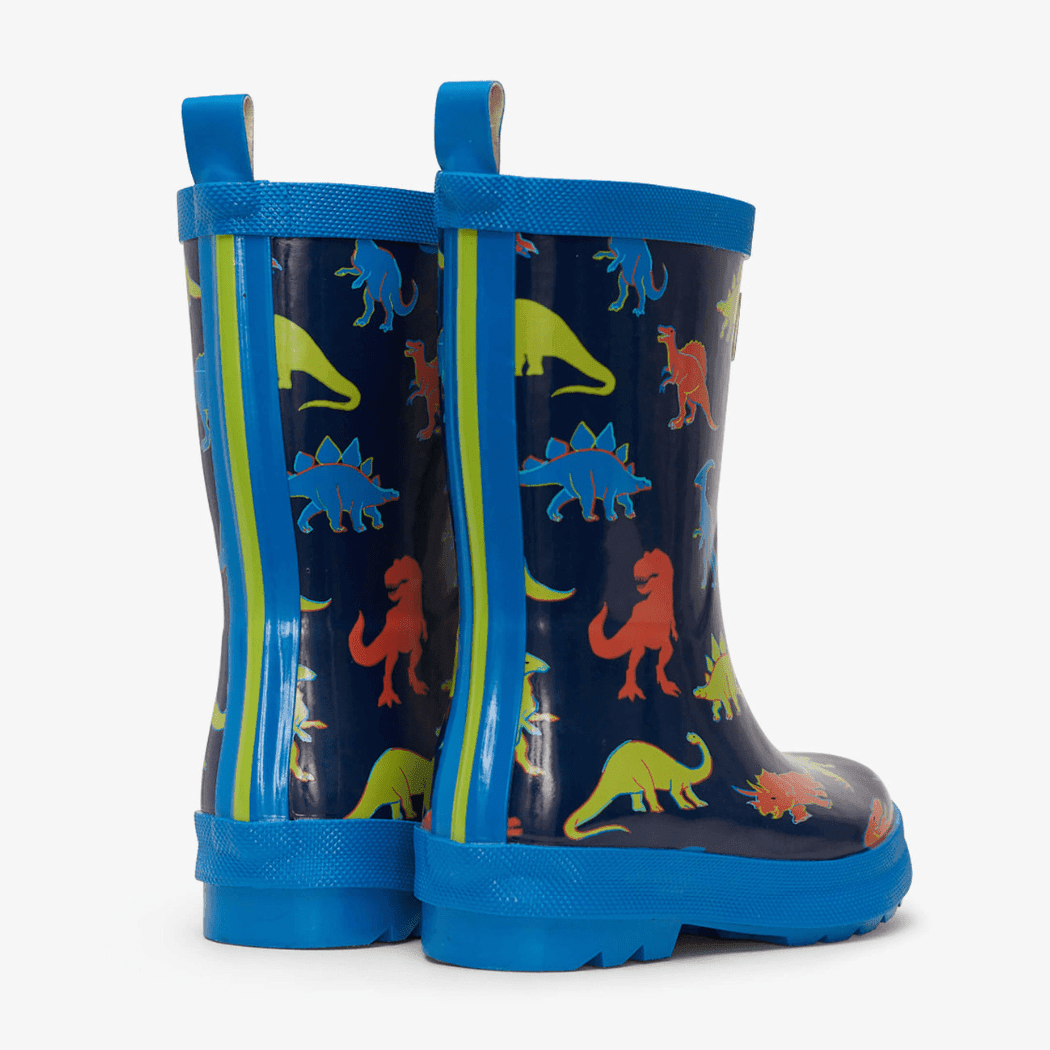 HATLEY Shiny Kids Rain Boots | Linework Dinos size 3