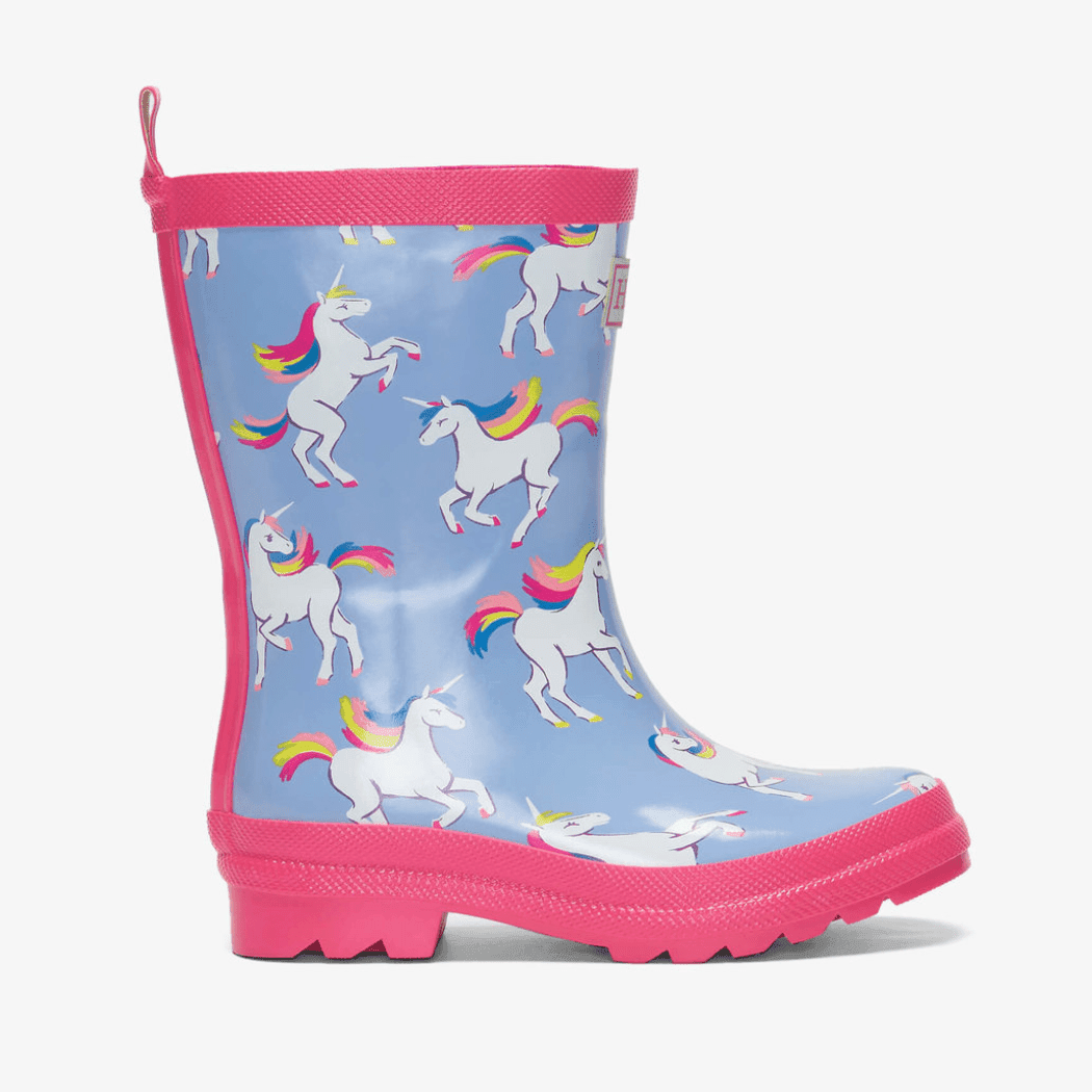 HATLEY Shiny Kids Rain Boots | Unicorn Sky Dance size 1