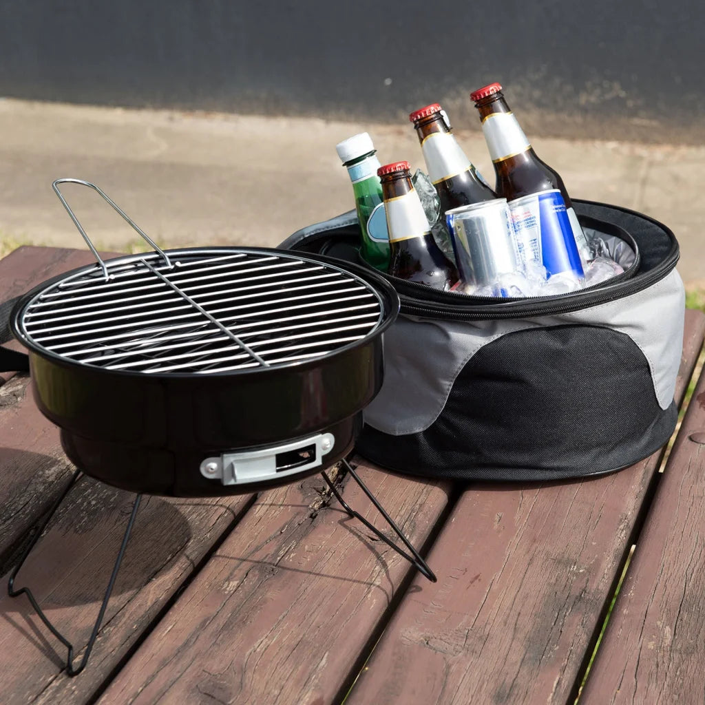 Havana Outdoors 2-in-1 BBQ Grill Cooler Combo Set Camping