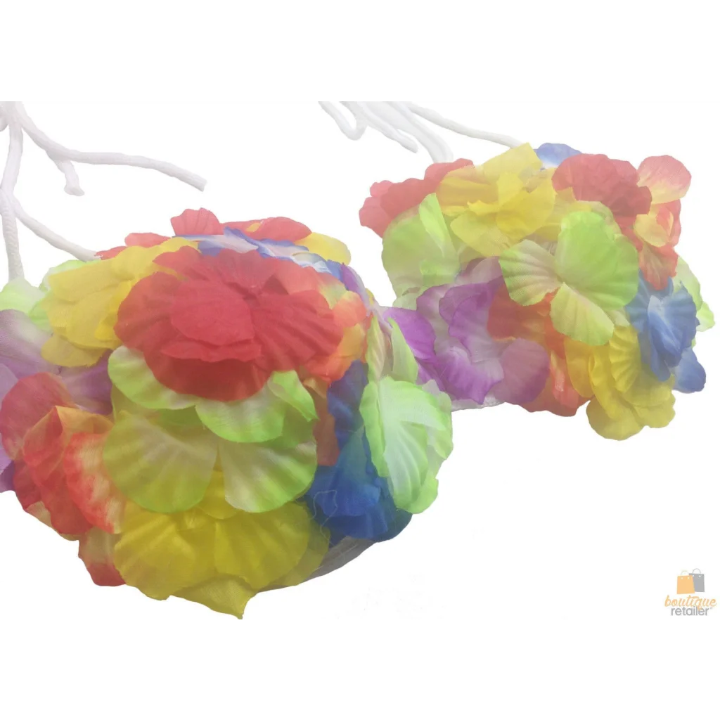 HAWAIIAN BRA Luau Lei Fancy Dress Flower Bikini Top Costume