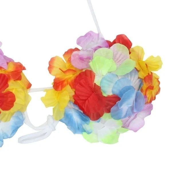 HAWAIIAN BRA Luau Lei Fancy Dress Flower Bikini Top Costume