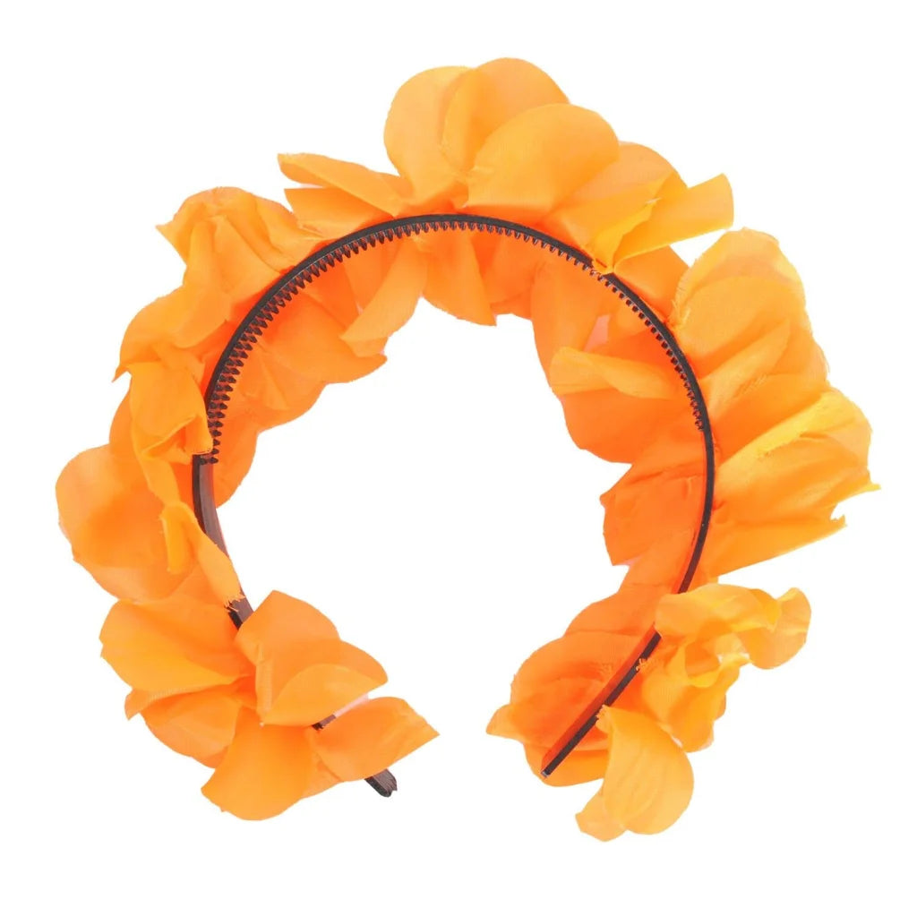 Hawaiian Flower Headband Wreath in Orange – Tropical Luau