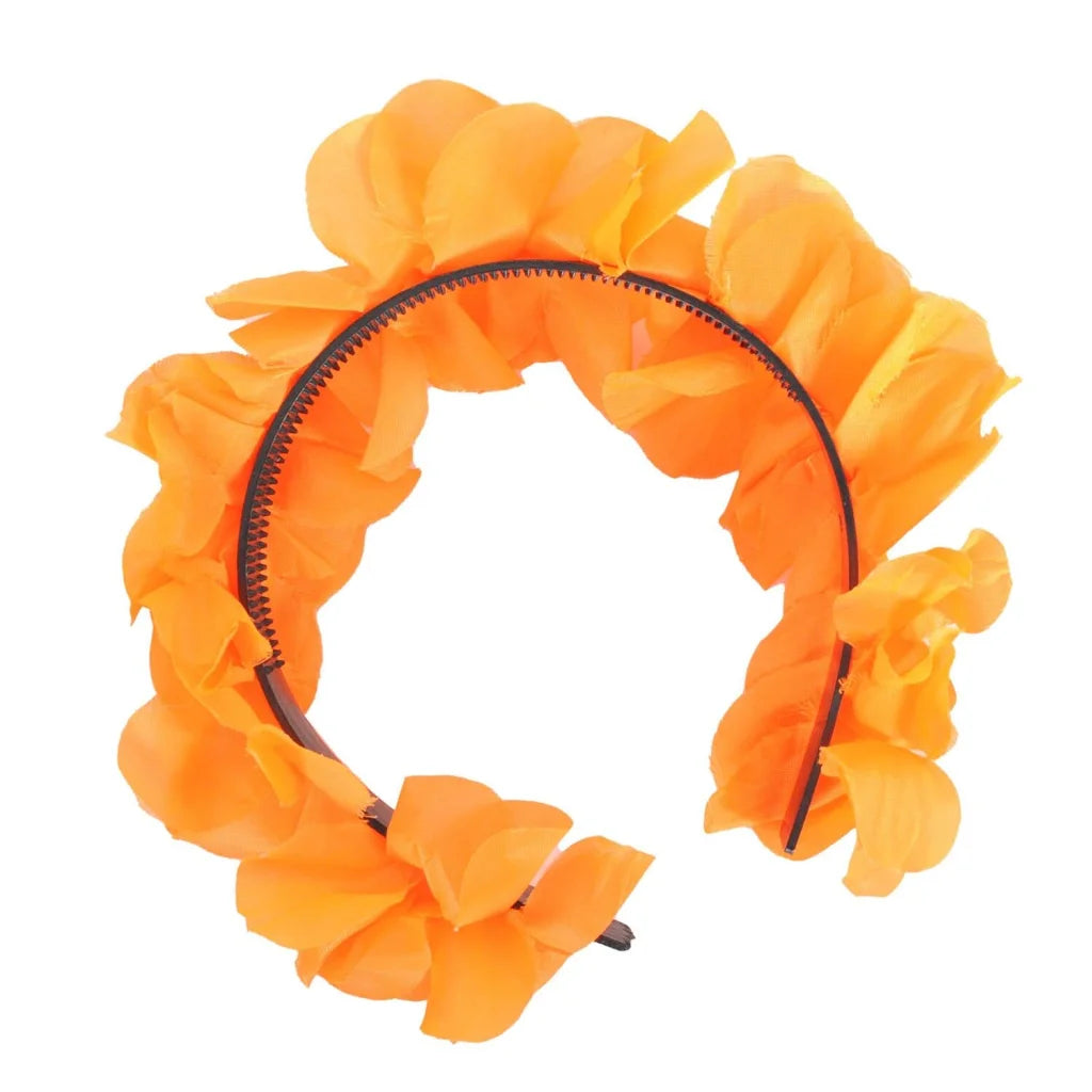 Hawaiian Flower Headband Wreath in Orange – Tropical Luau