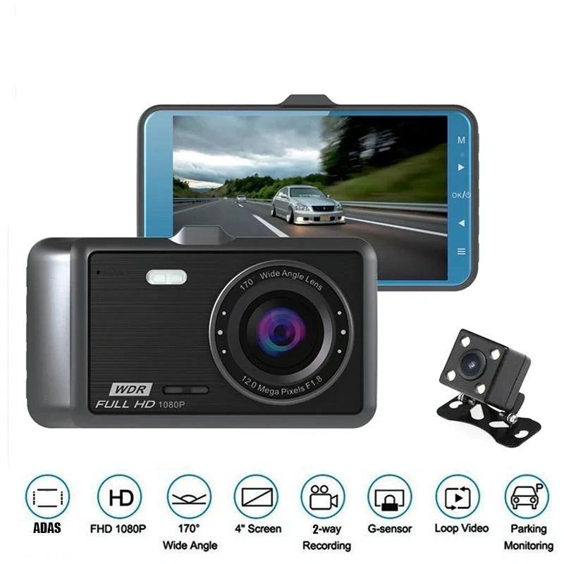 Hd 1080p Dual Camera Car Recorder with 4 Ips Screen and 170