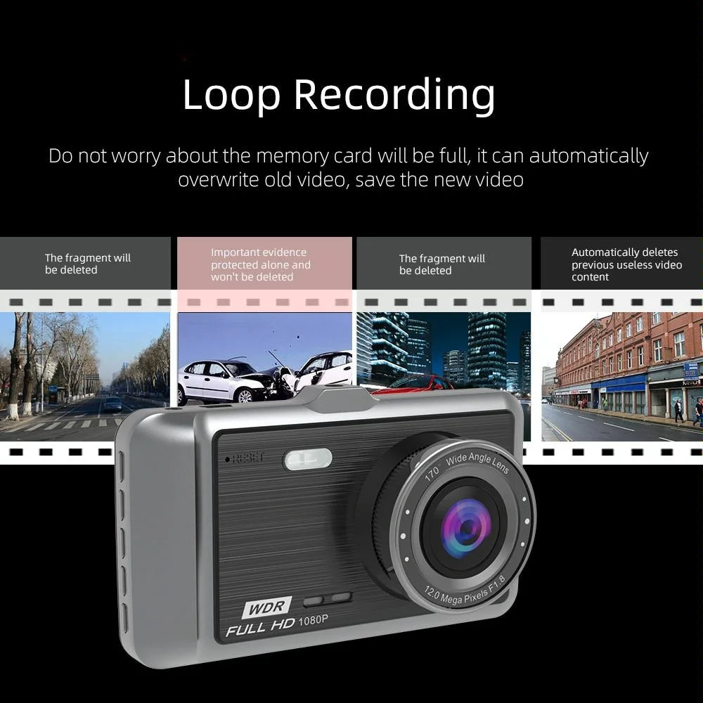 Hd 1080p Dual Camera Car Recorder with 4 Ips Screen and 170