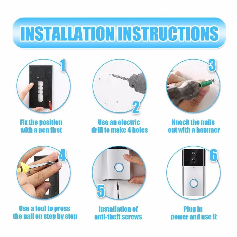 Hd 720P Security Camera Smart Wifi Video Doorbell Intercom