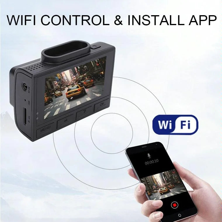Hd Dual Recording Car Driving Recorder with Wifi & Gps