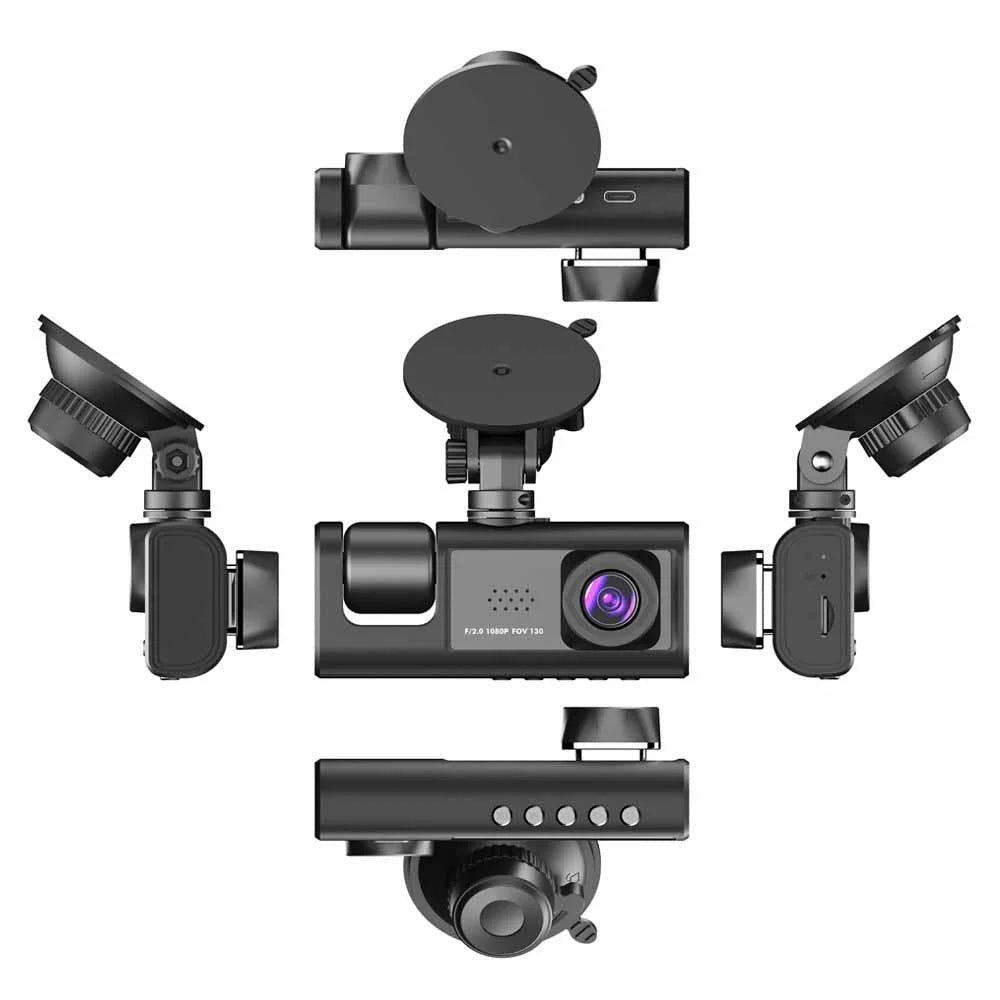 Hd Night Vision Car Driving Recorder with 3 Lenses - Auto