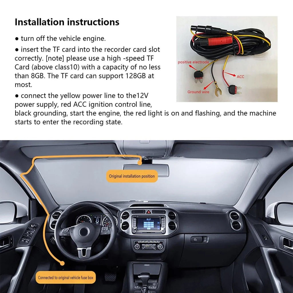 Hd Night Vision Wifi Car Dash Cam - Single Camera - Auto