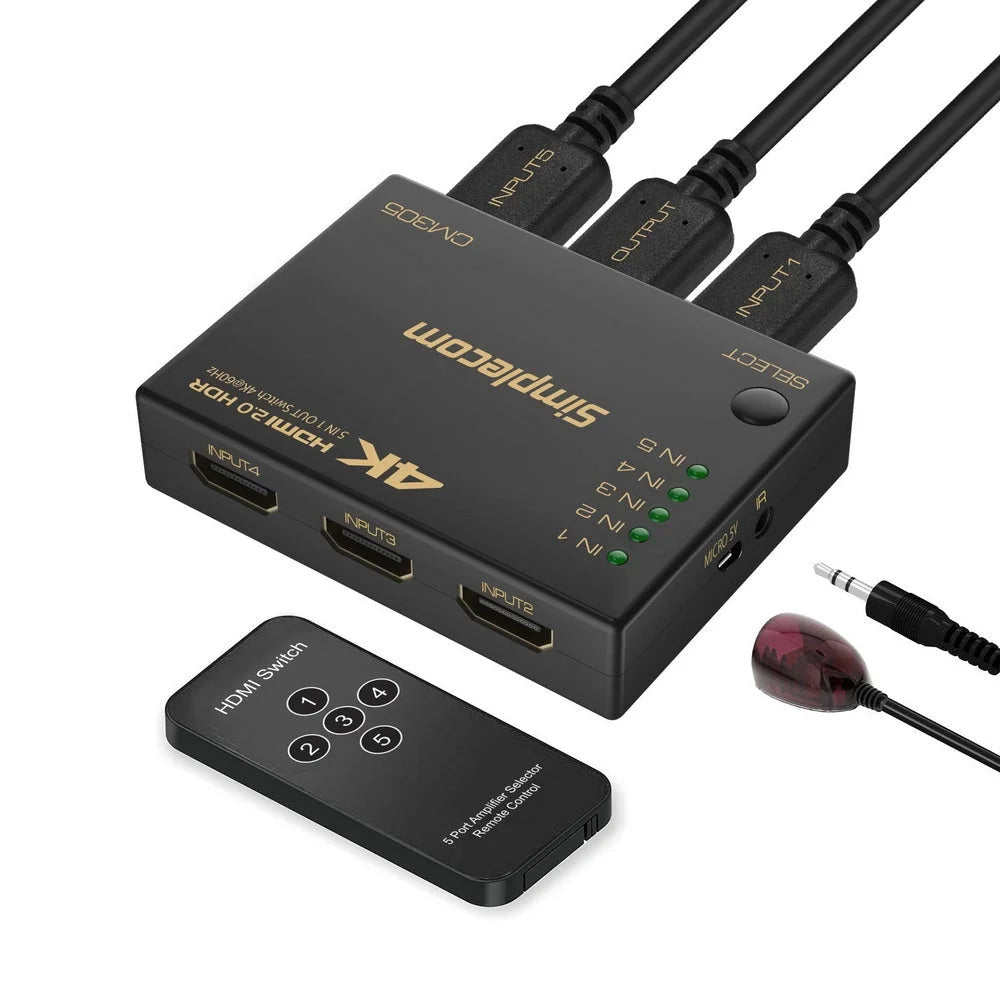 HDMI Switch 5-Way Ultra HD 5 IN 1 OUT Splitter 4K@60Hz
