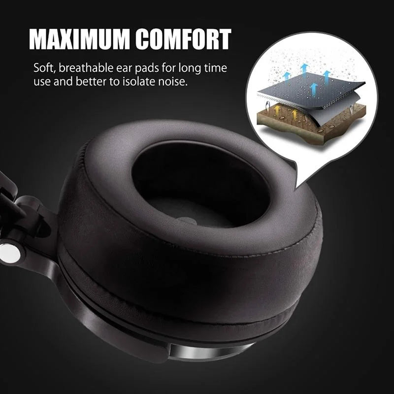 Head-Mounted Wired Headphone With Microphone Brown