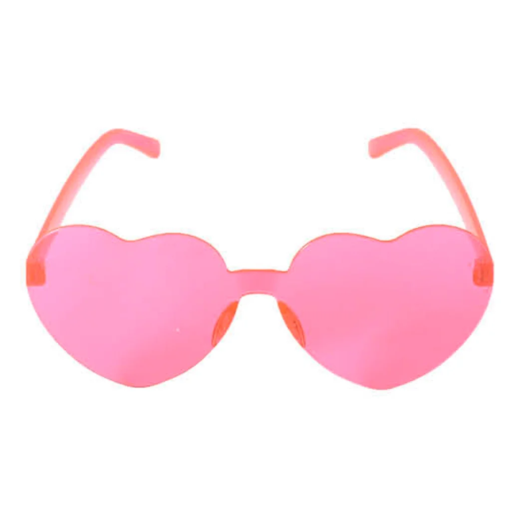 Heart Sun Glasses Metal Frame Costume - Pink - Occasions >