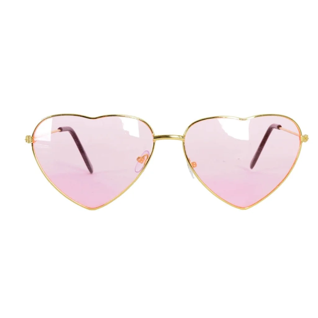 Heart Sun Glasses Metal Frame Party Costume Love Sunnies