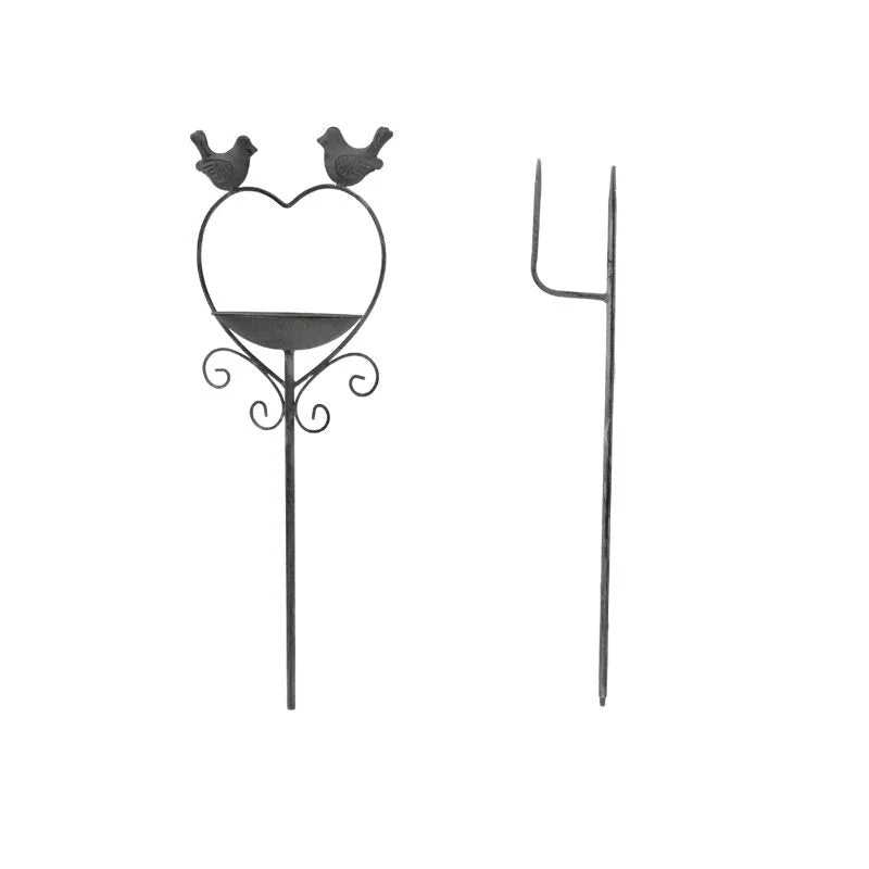 Heart w Birdfeeder + 2 Birds Garden Stake 100cm - Gift &