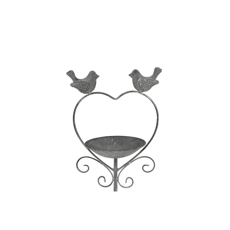 Heart w Birdfeeder + 2 Birds Garden Stake 100cm - Gift &