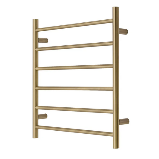 Heated Towel Rack Premium Brushed Gold - 6 Bars Round