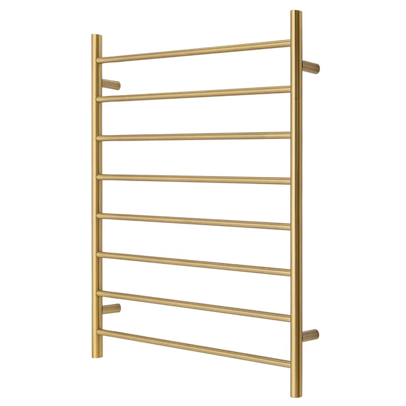 Heated Towel Rack Premium Brushed Gold - 8 Bars Round