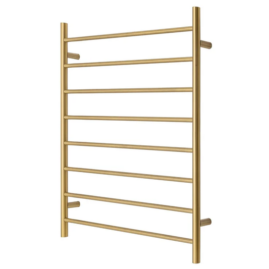 Heated Towel Rack Premium Brushed Gold - 8 Bars Round