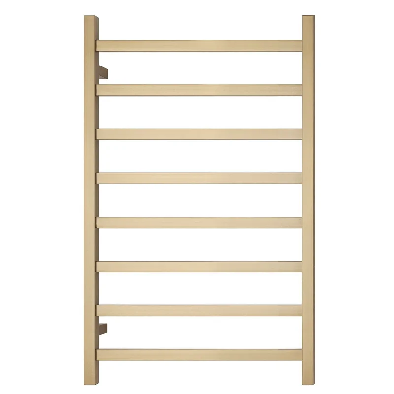 Heated Towel Rack Premium Brushed Gold - 8 Bars Square