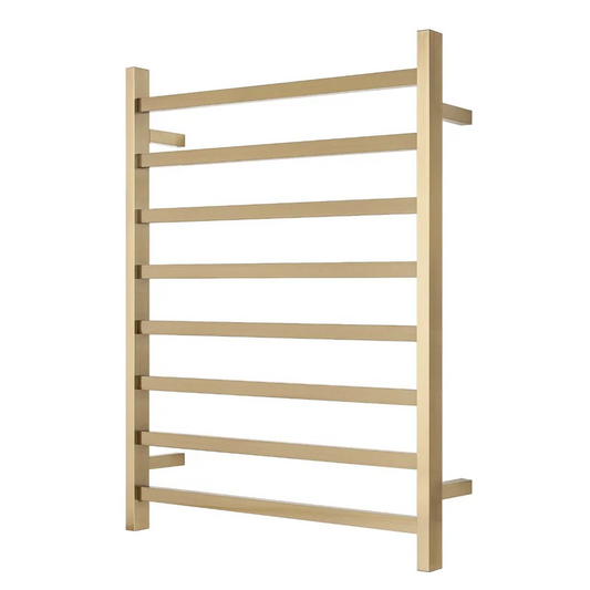 Heated Towel Rack Premium Brushed Gold - 8 Bars Square