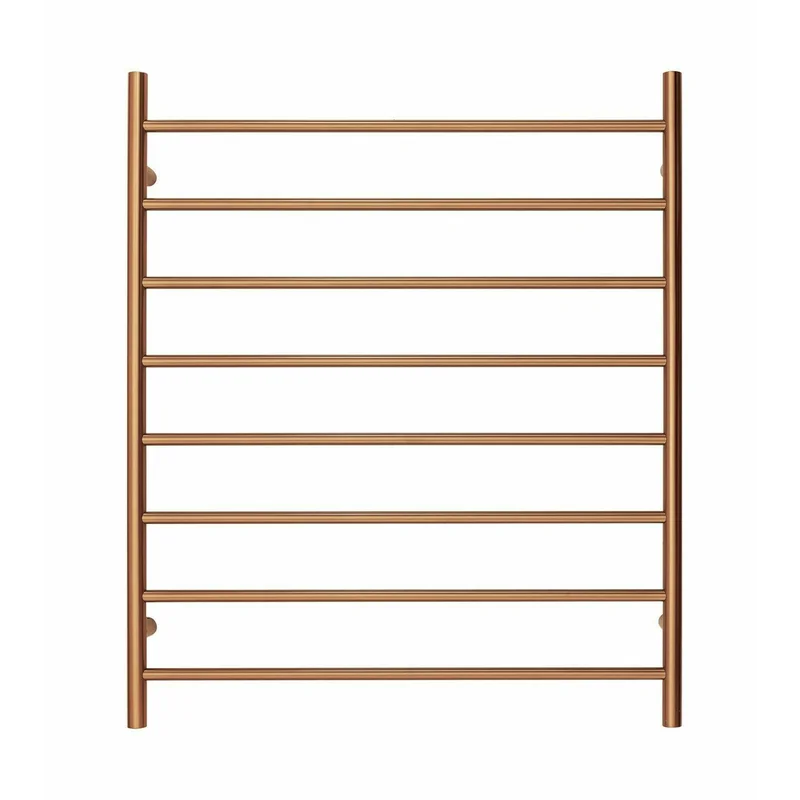 Heated Towel Rack Premium Brushed Rose Gold - 8 Bars Round