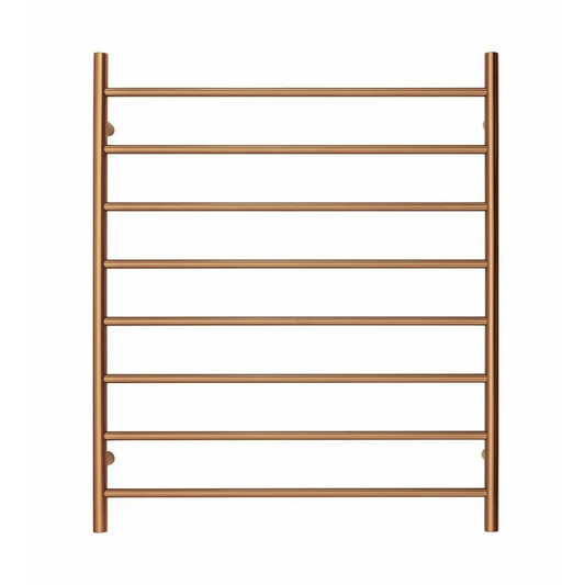 Heated Towel Rack Premium Brushed Rose Gold - 8 Bars Round