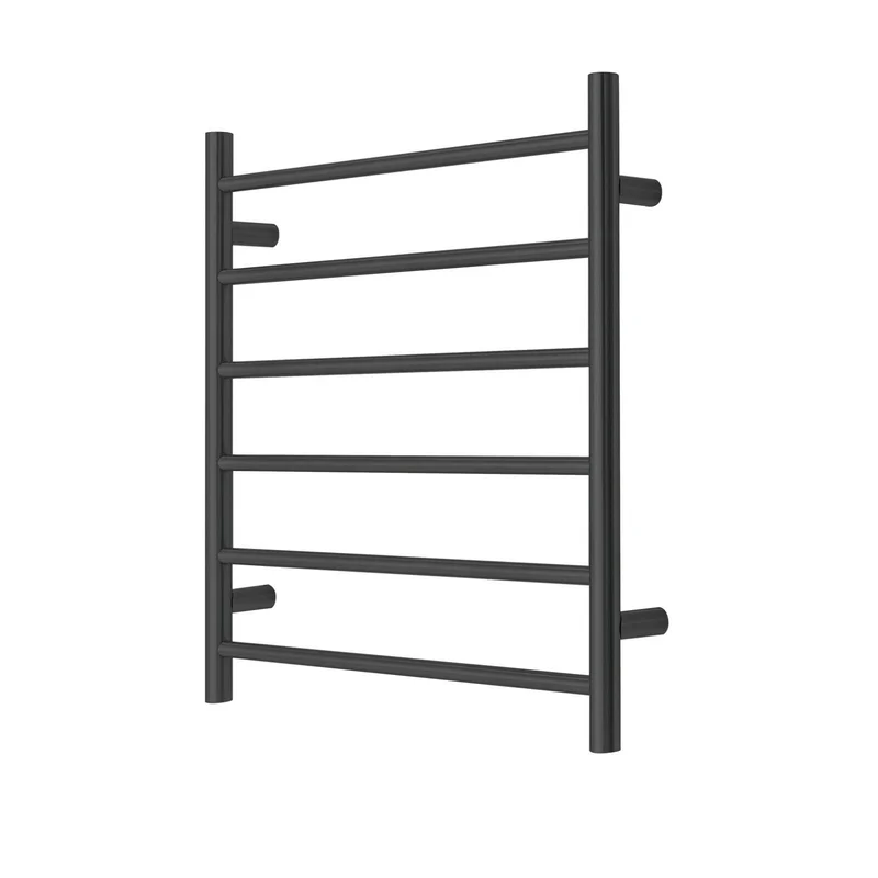 Heated Towel Rack Premium Matte Black - 6 Bars Round Design