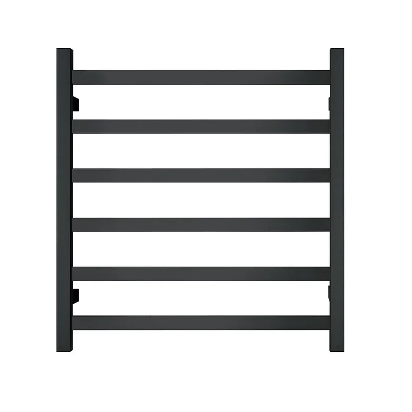 Heated Towel Rack Premium Matte Black - 6 Bars Square