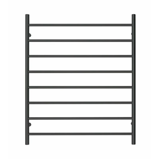 Heated Towel Rack Premium Matte Black - 8 Bars Round Design