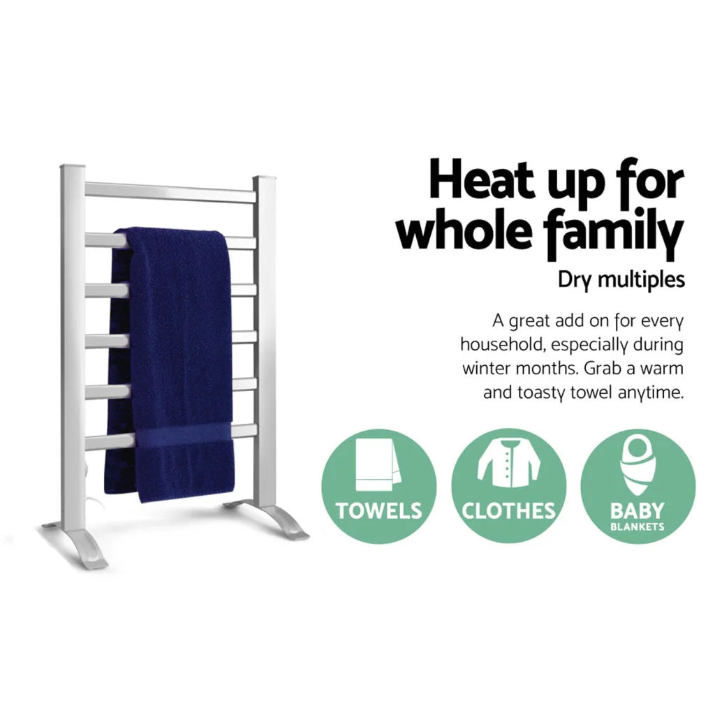 Heated Towel Rail Rails Warmer Rack Aluminium Bar Bathroom
