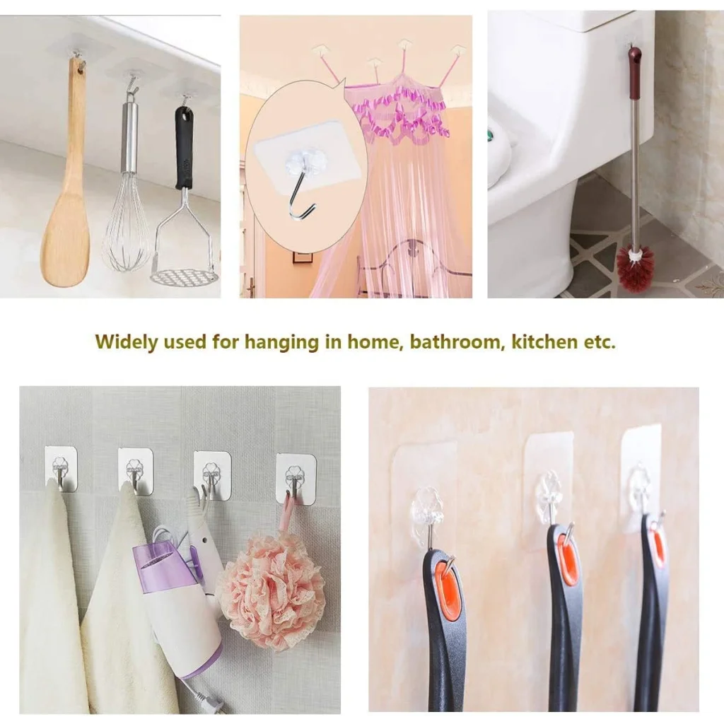 Heavy Duty Adhesive Hooks 24 Packs for Kitchen and Wall