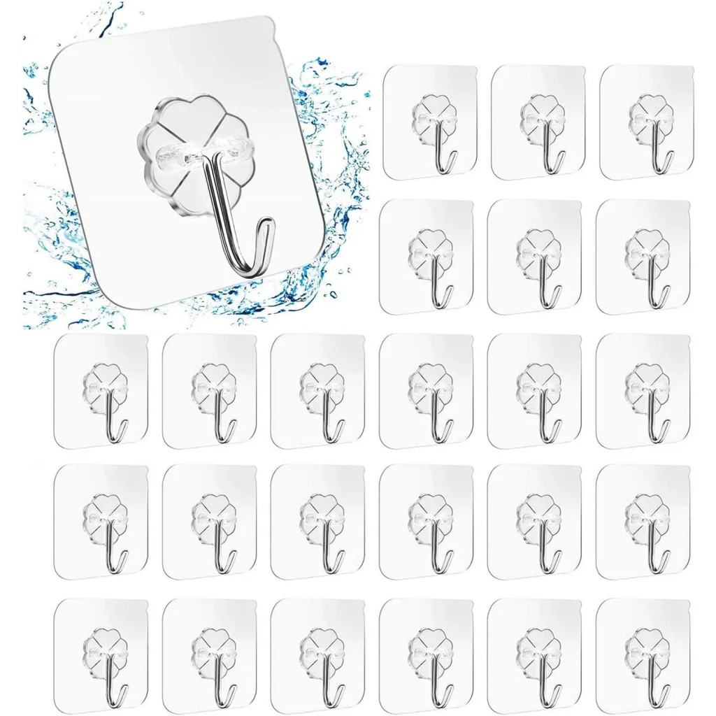 Heavy Duty Adhesive Hooks 24 Packs for Kitchen and Wall
