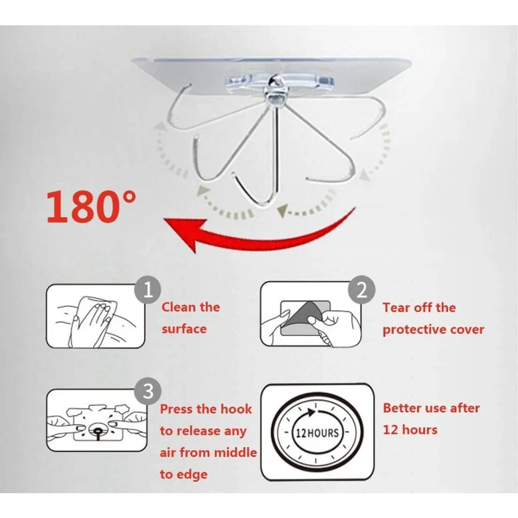 Heavy Duty Adhesive Hooks 24 Packs for Kitchen and Wall