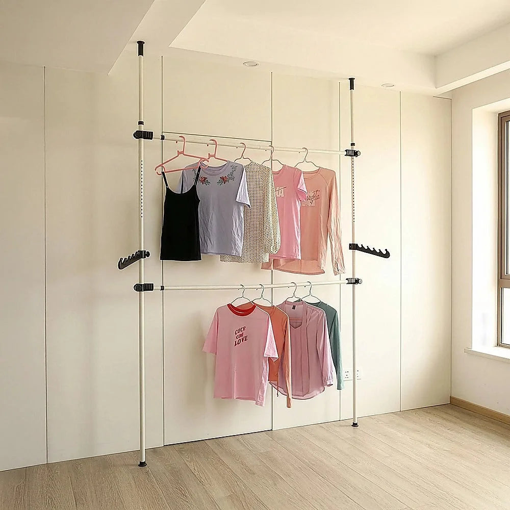 Heavy Duty Adjustable Clothes Rail Storage Garment Shelf