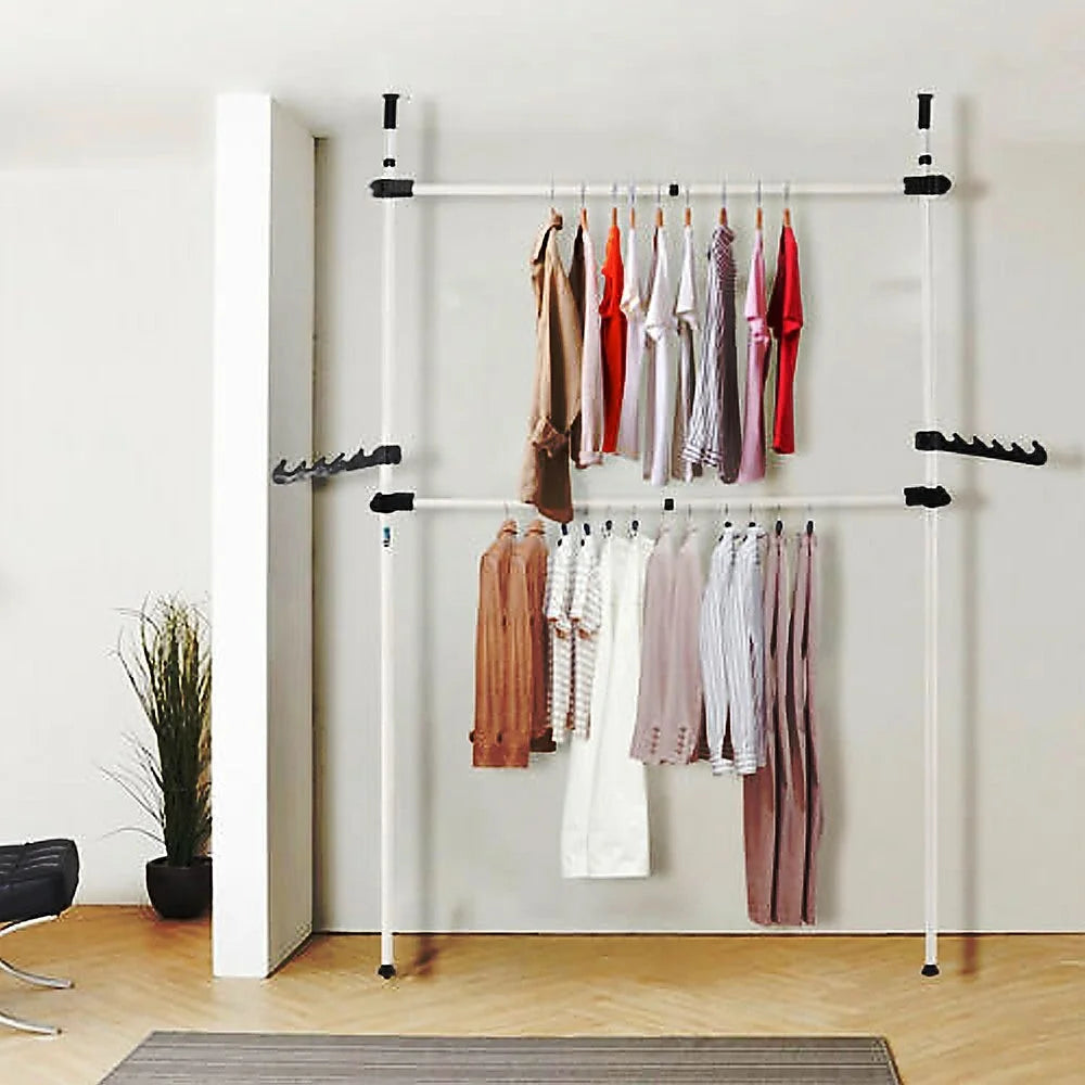 Heavy Duty Adjustable Clothes Rail Storage Garment Shelf