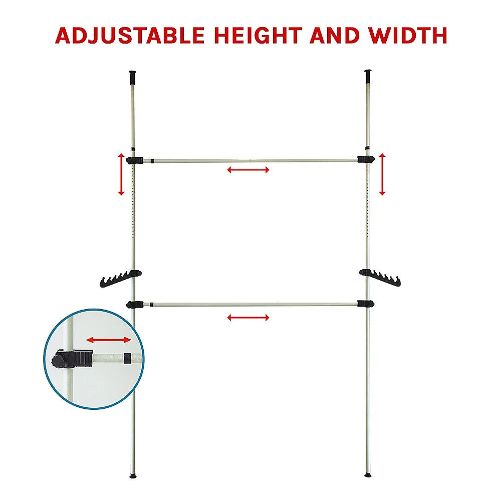 Heavy Duty Adjustable Clothes Rail Storage Garment Shelf