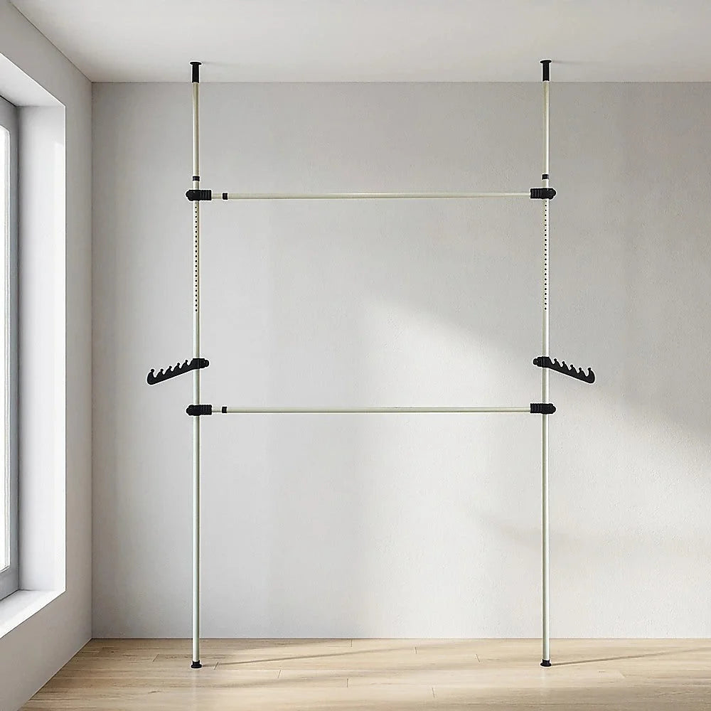 Heavy Duty Adjustable Clothes Rail Storage Garment Shelf