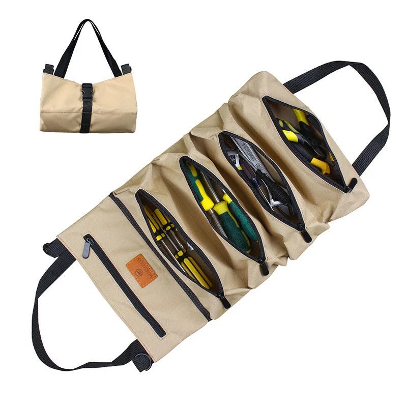 Heavy-Duty Canvas Tool Roll Up Bag & Organizer Tote