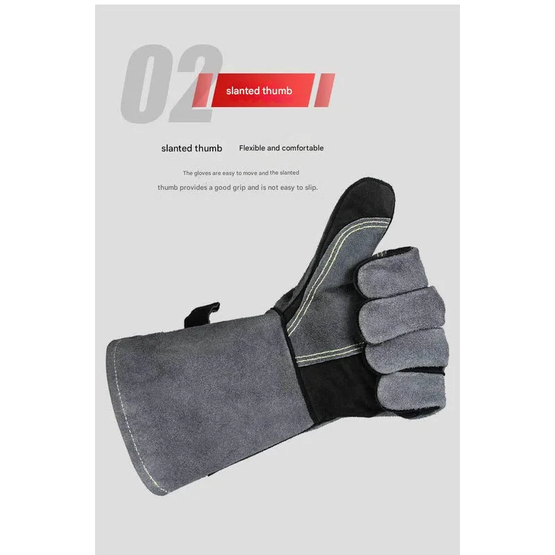 Heavy-Duty Leather Heat Resistant Gloves - 500°C BBQ