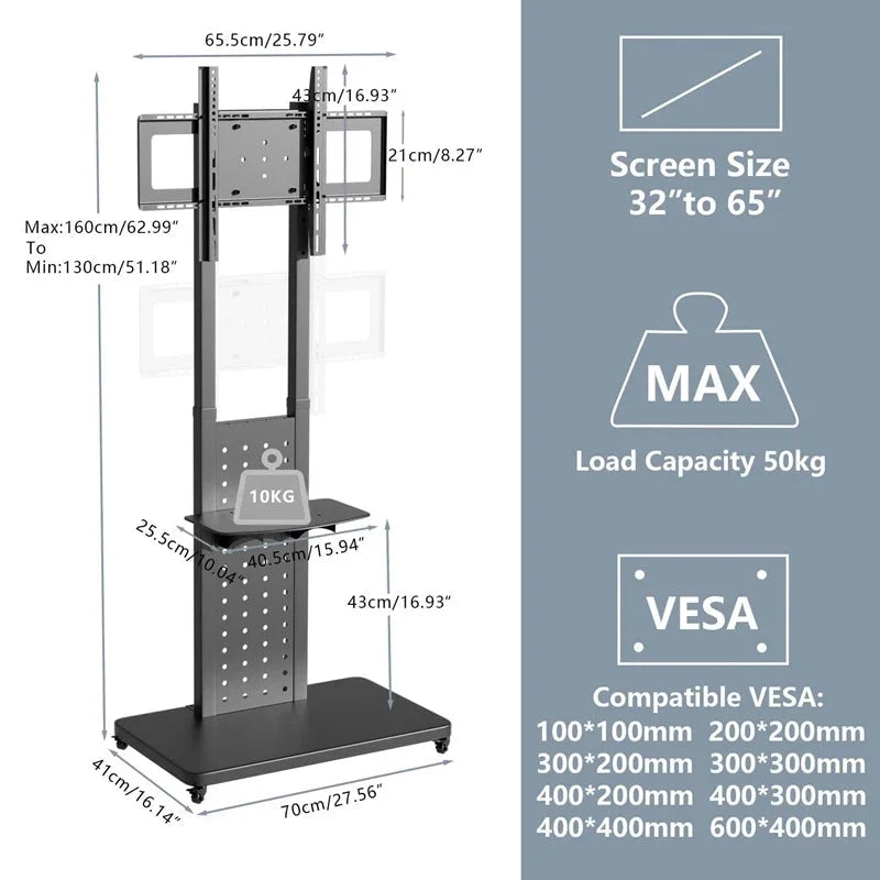 Heavy Duty Mobile TV Stand with Wheels - Audio & Video >