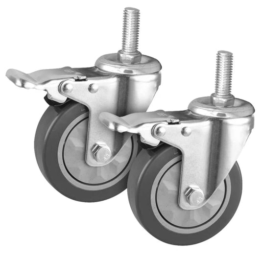 Heavy Duty Polyurethane Swivel Castor Brake Wheels 2X 4" - Premium