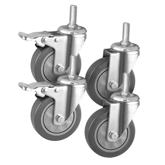 Heavy Duty Polyurethane Swivel Castor Wheels 4" with 2 Lock Brakes Casters - Premium