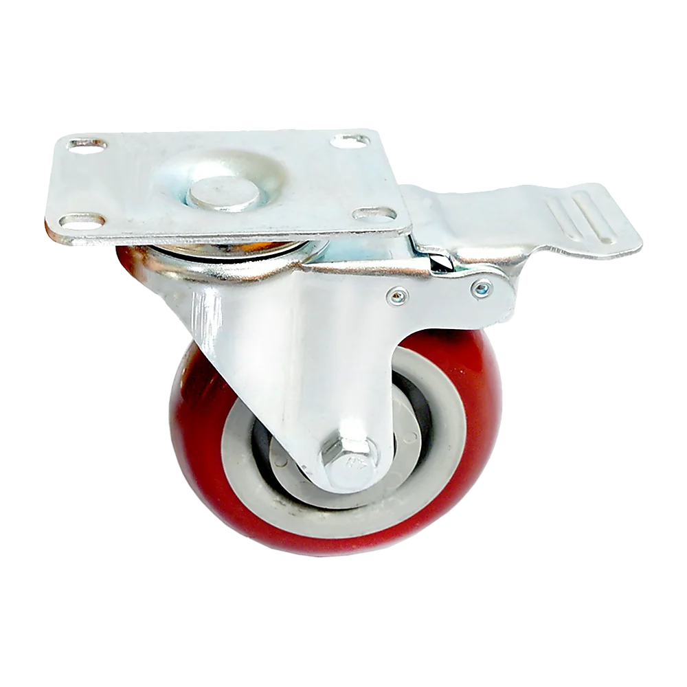 Heavy Duty PU Swivel Castor Wheels with Brake - 4 x 4’’