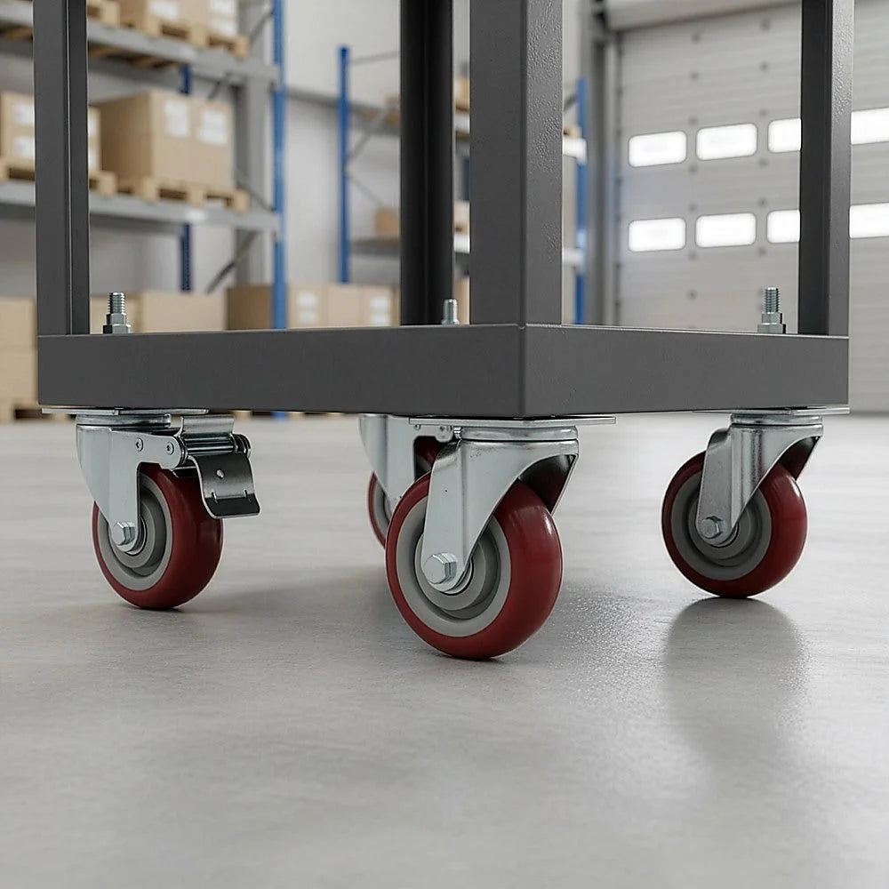Heavy Duty PU Swivel Castor Wheels with Brake - 4 x 4’’
