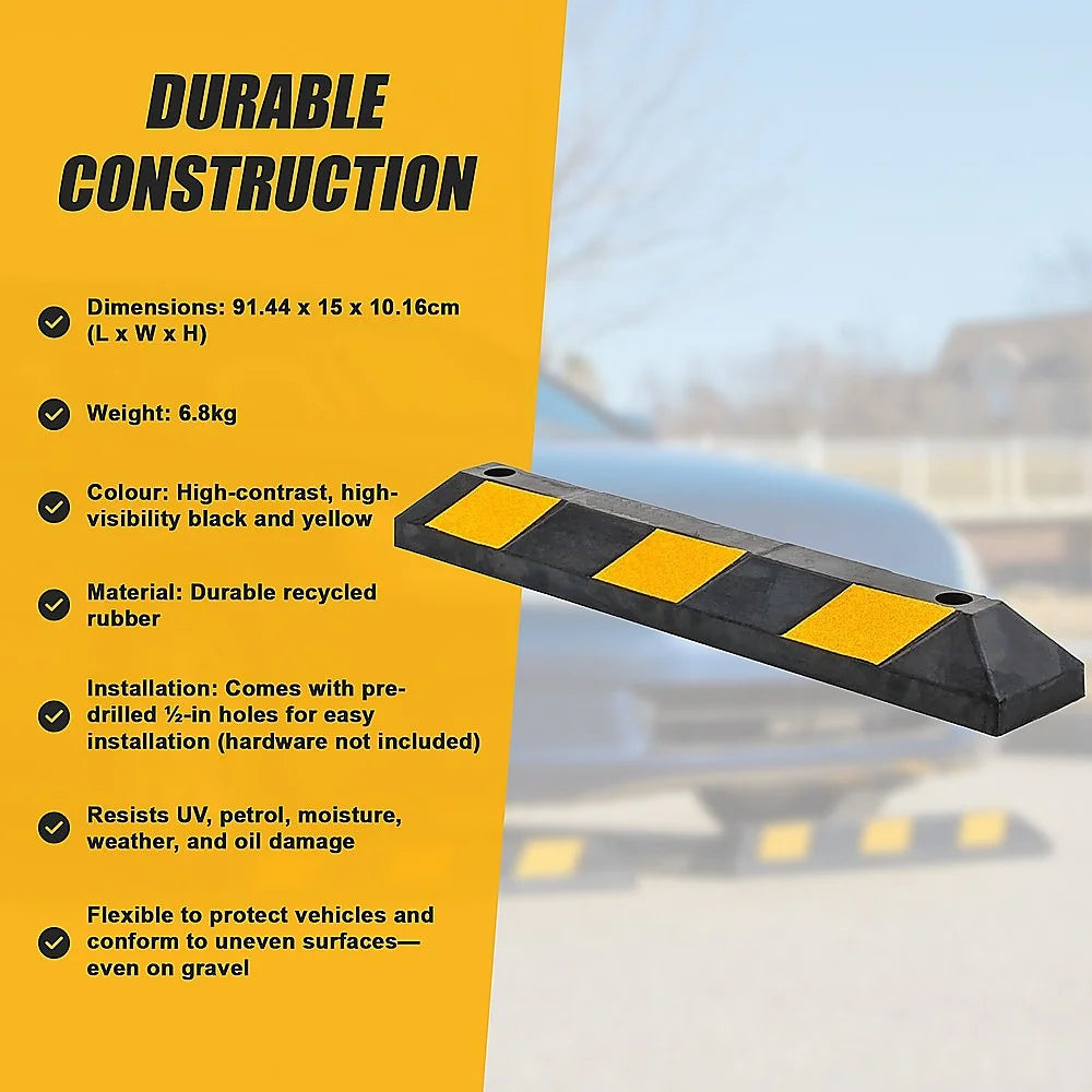 Heavy Duty Rubber Curb Parking Guide Wheel Driveway Stopper