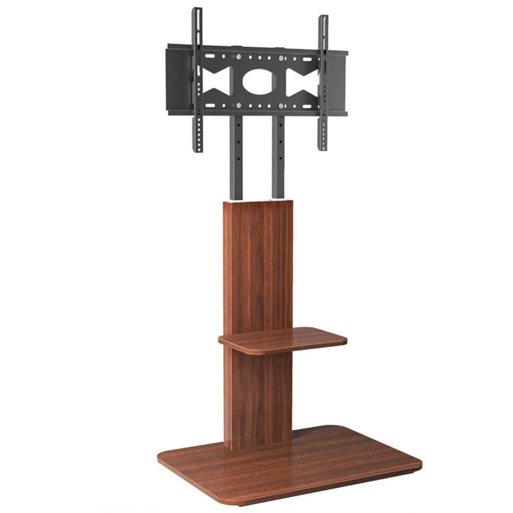 Black TV stand with slim posts and mounting brackets